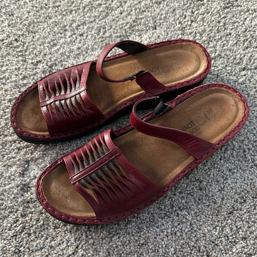 Naot Footwear Burgundy Leather Sandals